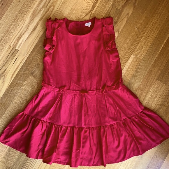 Girls red two tier dress - Picture 1 of 5